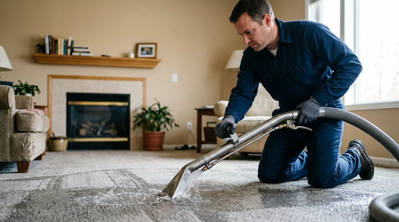 Water damage restoration technician working near Hallie, KY